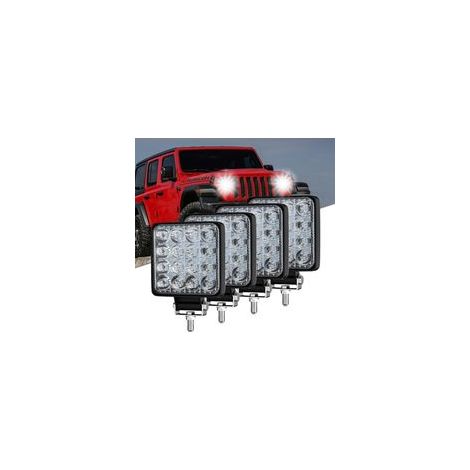 4PCS Phare de Travail à LED 3 Pouces 48W Projecteur LED Voiture Feux Antibrouillard LED Longue Portee pour SUV UTV ATV Offroad Camion Tracteur Carré, avec caractéristiques : LED, 4PCS, 48W, Projecteur