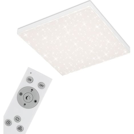 Panneau LED, plafonnier à gradation, plafonnier avec bord lumineux, décor étoilé, contrôle de la température de couleur, 24 Watts, 2 400 lumens, blanc, 450x450x69mm (Lxlxh) (1/5)