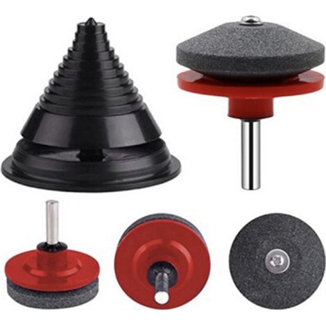 Kit de afilado para cortacésped, 4 piezas, con kit de equilibrado, kit de afilado rotativo universal multiuso para cualquier taladro eléctrico portátil. (1/5)