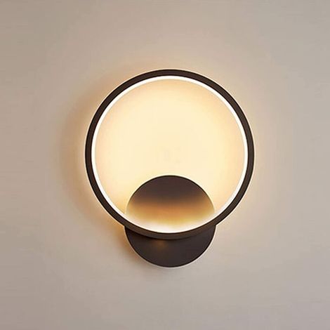 Applique Murale Led Interieur Noir Ronde Blanc Chaud Acrylique Luminaire Murale Interieur, 3000K Applique Murale Interieur Escalier, Applique Murale Moderne pour Couloir Chambre Salon [Classe énergéti (1/5)