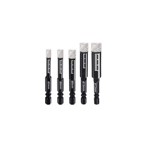 Brocas de diamante de 5 mm, 6 mm, 8 mm, 10 mm y 12 mm con vástago hexagonal para cerámica, granito, vidrio, porcelana, azulejos, amoladoras angulares y taladros manuales.