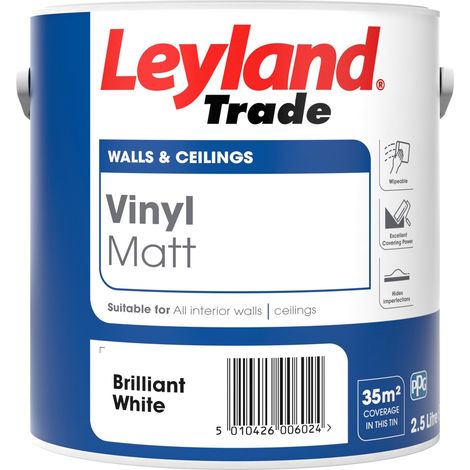 Leyland Trade Vinyl Matt Emulsion Paint - Brilliant White - 2.5L