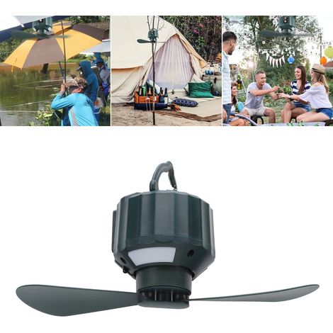 Tragbarer Campingventilator mit LED, 3 Geschwindigkeitsstufen, Timer, wasserdichtem 10.400-mAh-Akku, wiederaufladbar über USB, Deckenventilator für den Außenbereich (1/5)