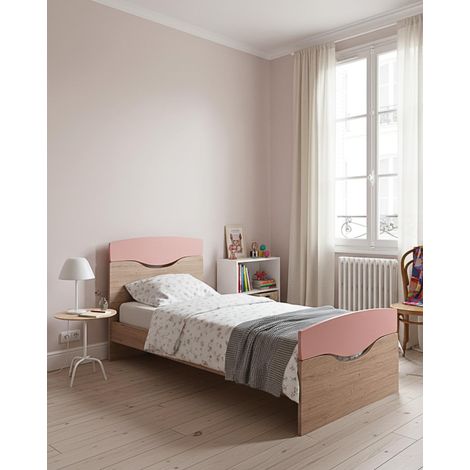 Letto Smile con fascioni e pediera - Letto singolo 87 x 197 - Struttura Virginia e rosa - Rete e materasso esclusi (1/5)