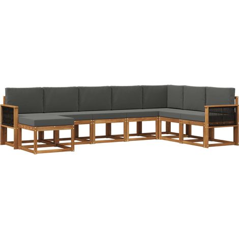 Outdoor-Sofagarnitur 8 pcs Natur und Anthrazit vidaXL