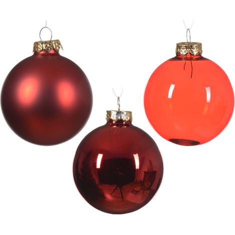 Boules en verre rouges 7 cm - Boîte de 21 unités