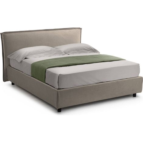 Cama Francesa Bronte, Desenfundable, Contenedor, Hecha en Italia, Talla Colchón 120x190 cm, Gris Tortora