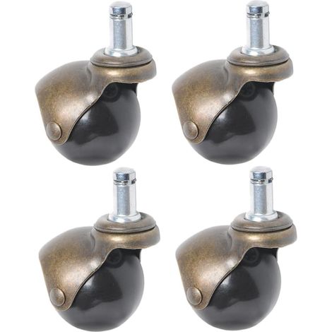 Lot de 4 roulettes pivotantes à billes, en polypropylène (PP), charge maximale 25 kg, pour chaises (1/5)