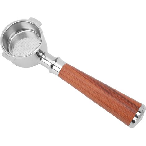 Kaffeefilter-Siebträger aus Edelstahl (51 mm), bodenlos, mit Holzgriff, passend für die Kaffeemaschine ECO310, Farbe: Rosenholz (1/5)