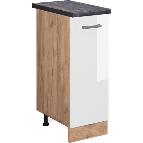 Armadio cucina dispensa alto R-Line, Bianco lucido, 30 cm , PL Antracite, Vicco