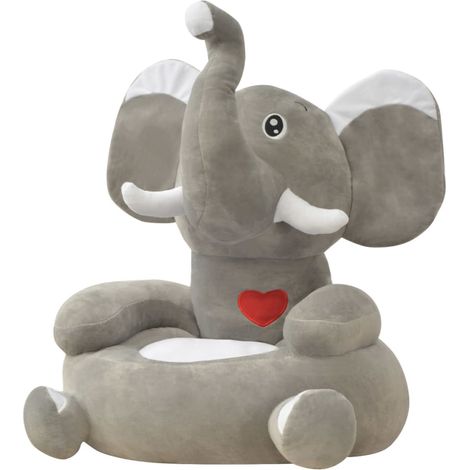 Chaise en peluche pour enfants Éléphant gris vidaXL