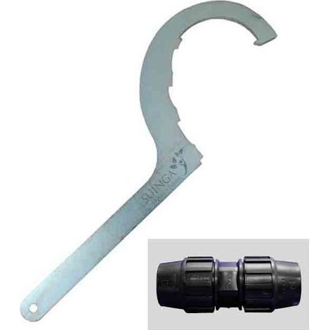 Suinga – Clé de serrage en acier zingué pour raccords polyéthylène et laiton – Resserre de 63 à 110 mm – Outil pour installateur plomberie