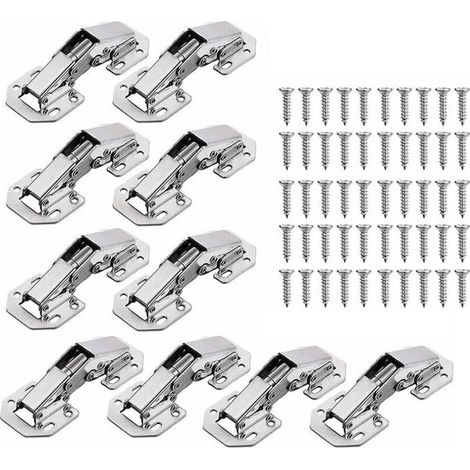 10PCS Cabinet Door Hinges with Screws, 3 Inch 90° Furniture Hinges for Kitchen Door Cabinets (1/4)