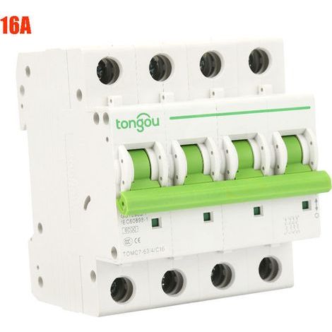 Rosvola TOMC7-63 Leitungsschutzschalter 380 V / 415 V AC, 4-polig, Typ C, Fehlerstromschutzschalter, Luftschalter, Kurzschlussschutzschalter, Abschaltvermögen 6 kA, 16 A (1/5)