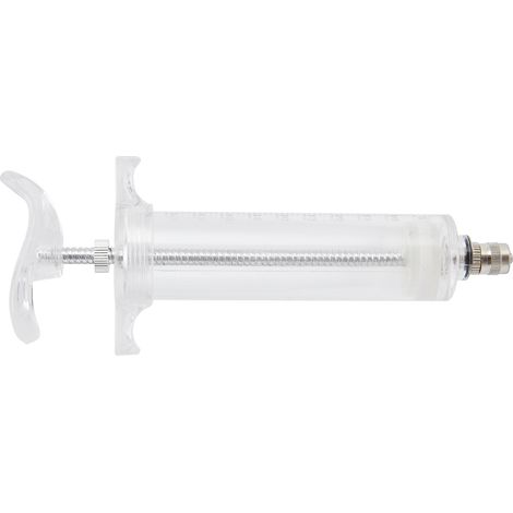 Seringue vétérinaire en plastique et acier, injecteur manuel réglable pour l'alimentation des animaux d'élevage, 50 ml, 16,5 cm / 6,5 pouces (1/5)