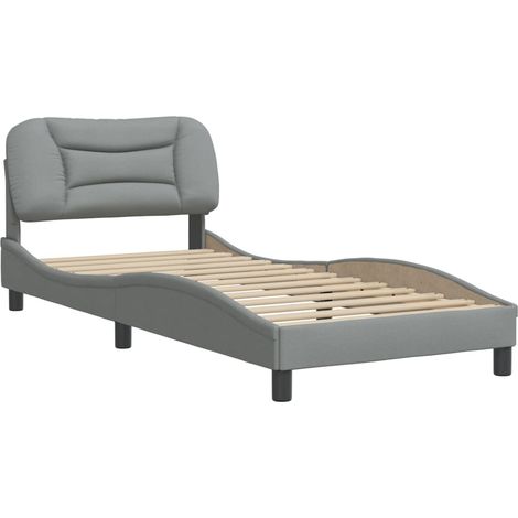 Estructura de cama sin colchón Hvar tela gris claro 90x190 cm vidaXL (1/7)