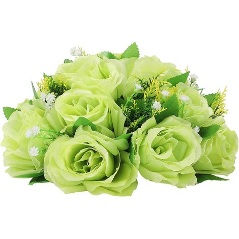 Bouquet de Fleurs en Tissu Simili pour Décoration de Voiture, Salle d'Auditorium, Vert