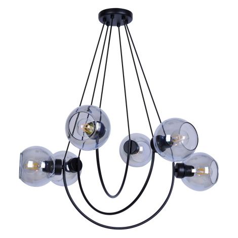 Lustre suspension noir verre 6xE27 Kaja Sirius K-2629