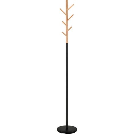 Porte-manteau en métal noir et en bois, modèle Bosquet (1/2)
