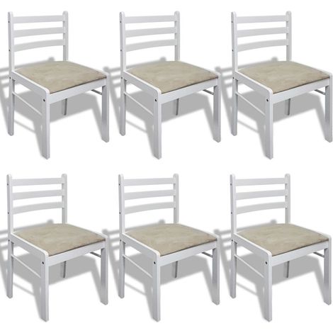 Lot de 6 chaises de salle à manger cuisine design classique bois solide et velours blanc CDS022154 (1/2)