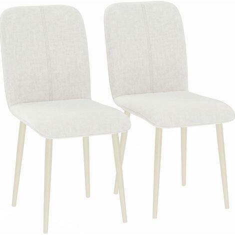 Juego de 2 sillas de comedor con respaldo alto acolchado, efecto lino, crema (1/5)