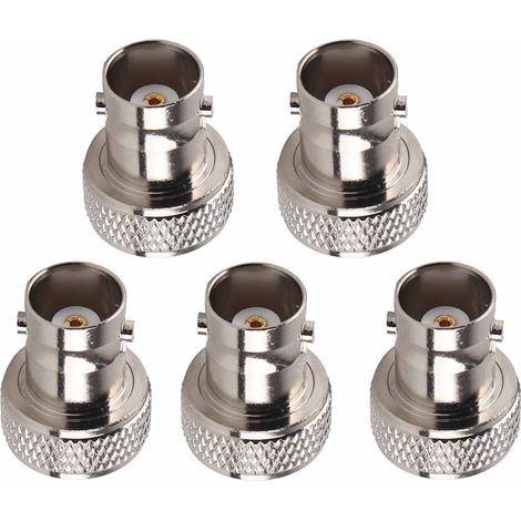 5 Adaptateurs coaxiaux BNC femelle vers SMA femelle en laiton nickelé pour connecteurs RF (1/5)