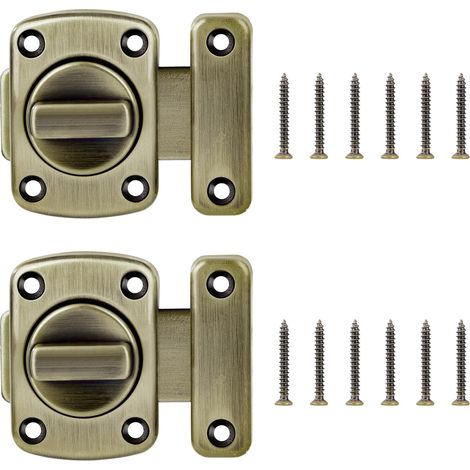2pcs Serrures pour portes coulissantes en acier inoxydable, serrures de salle de bain, serrures de sécurité à bouton-poussoir, serrures pour portes d'armoires , serrures de sécurité en bronze