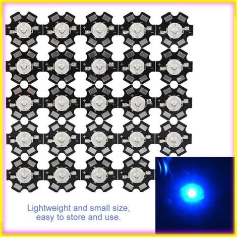keenso Perles LED Perles de lampe LED haute puissance 3W, puces de diode electronique led 3,2-3,4 V bleu saphir 445-450 NM (1/5)