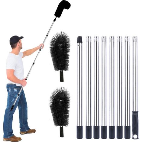 3,2 M Brosse Nettoyage GouttièRe, Perche De Nettoyage Telescopique Brosse Outil Nettoyage Toiture Facile à Enlever Les Feuilles (1/5)