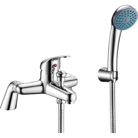 Bath Shower Mixer with Hose Pipe and Shower, Bathroom Tub Single Lever Mono Basin Shower Mixer, G3/4" Chrome Finished Taps, Shower Attachment for Bath Taps zamery