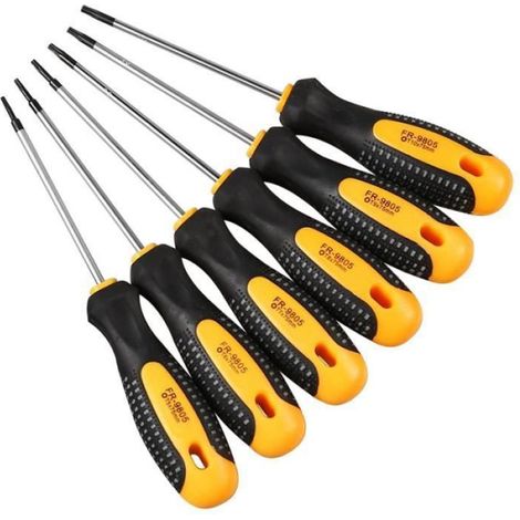6 Pièces Jeu de tournevis, Embout Torx magnétique, Acier Cr-V, T5-T10, Réparation téléphone (1/4)