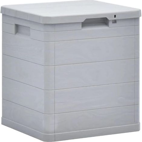 Coffre de jardin verrouillable effet bois gris tourterelle – Volume 90L – Dimensions 49,5x11,5x44,5 cm – Matériau ligneux – Five