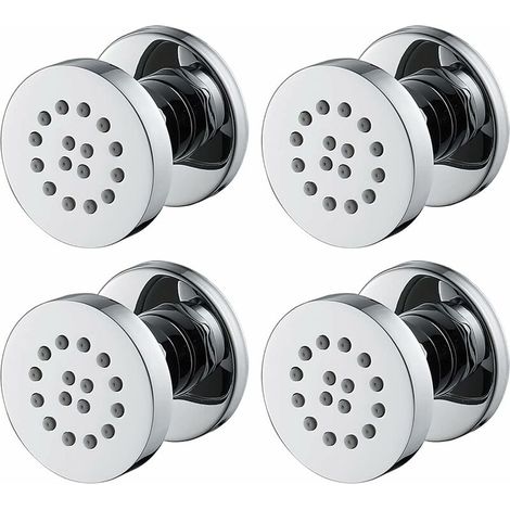 Chorros laterales cromados ajustables de latón, boquilla redonda de pared para ducha, chorros de masaje para accesorios de baño, 50 x 50 mm, paquete de 4 Adélala (1/5)