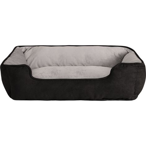lionto 2-in-1 Hundebett Hundekissen Hundekörbchen Hundesofa Größe L 110x80 cm schwarz/grau