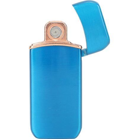 Briquet électrique d'extérieur coupe-vent sans flamme, rechargeable par USB double face, bleu (1/5)