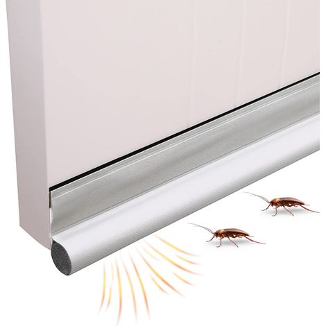 Joint de porte isolant froid, boudin de porte avec adhésif, protection contre courants d'air et bruit, anti-froid, 96cm x 2, Blanc (1/5)