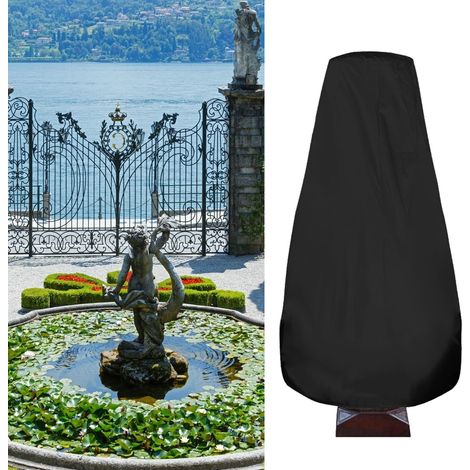 Housse de protection imperméable pour fontaine de jardin, en tissu Oxford 210D enduit d'argent, pour statues et terrasses extérieures (noir). (1/5)