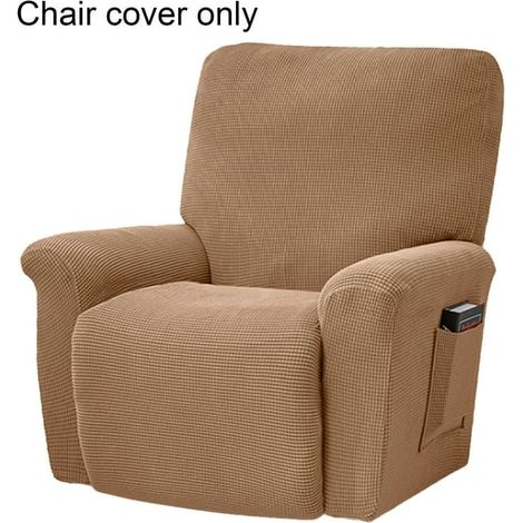 Housse de fauteuil inclinable extensible en polyester doux antidérapant avec poche latérale, housse jacquard pour la maison (1/2)