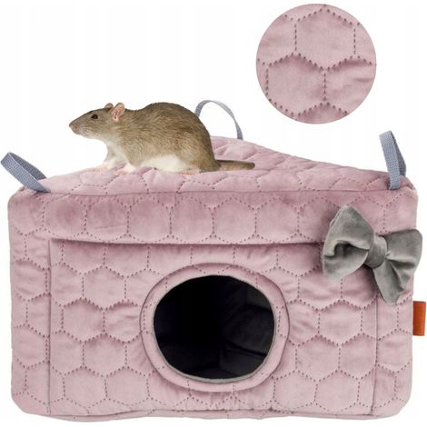 CASETTA ANGOLARE A FORMA DI GROTTA per criceti, degu e ratti, 34x24 cm, ROSA (1/5)