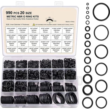 990 Pieces O-Ring Assortment Rubber O-Ring, O Ring Seals Kit of 20 Sizes (1/5)