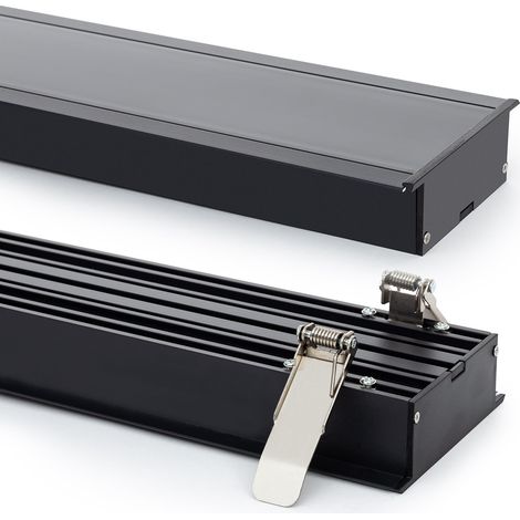 Perfil Aluminio Empotrable XL para Tiras LED hasta 60mm con Tapa Continua Negro 2 m Negro traslúcido (1/5)
