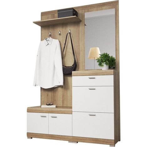 Mirjan24 – Meuble d'entrée Lima 103 – Ensemble avec miroir – Dimensions 197x135x34 cm – MDF stratifié – Design moderne pour optimisation d'espace