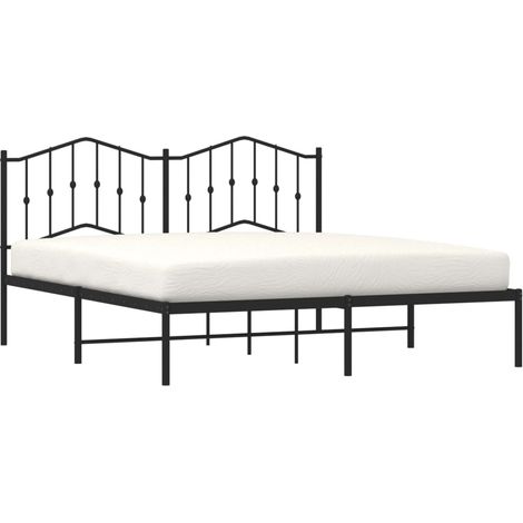 Estructura cama sin colchón con cabecero metal negro 180x200 cm vidaXL (1/4)