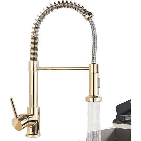 Robinet de cuisine, or brossé, à tirage, Or Brillant (1/2)