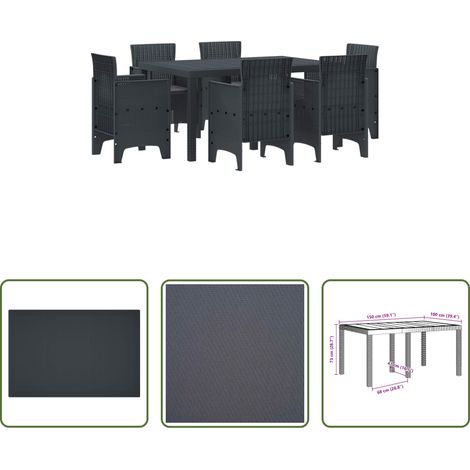 Mobilier extérieur - Ensemble de salle à manger pour jardin 7 pcs Anthracite (1/5)