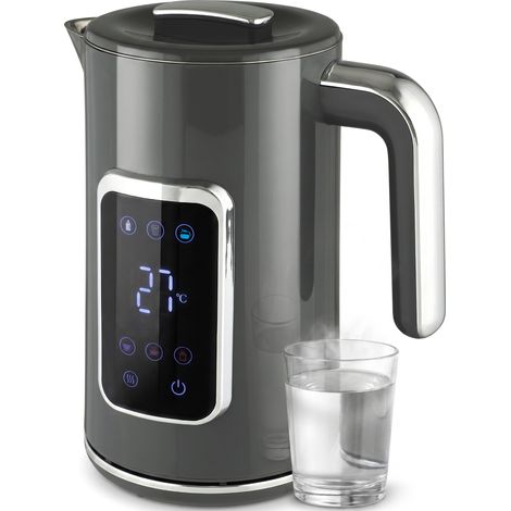 HOMCOM 1.7L Fast Boil 3000W Electric Kettle with LED Display, Grey (1/5)