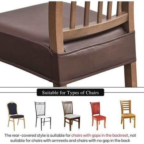 Housse De Siege - Similicuir Impermeable - Pour Chaise Salle A Manger - Lavable Et Amovible - Lot De 4 (1/5)