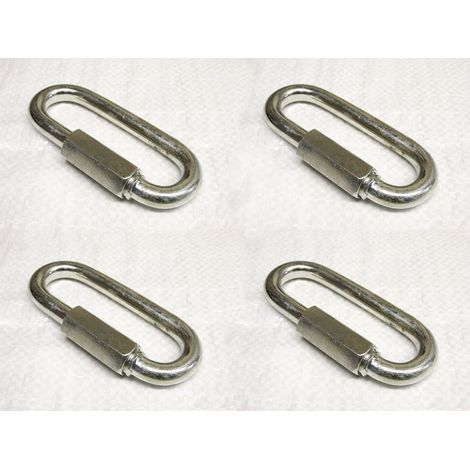X4 4MM Galvanised Long Series Quick Link - Rope Secure Attach Galv Maillon