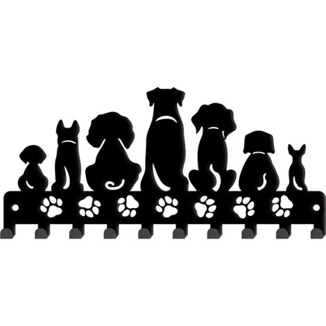 Crochet mural en métal pour chien, compatible avec les cadres de porte et de mur. Crochet mural noir pour chien, idéal pour le salon et la chambre. (1/4)