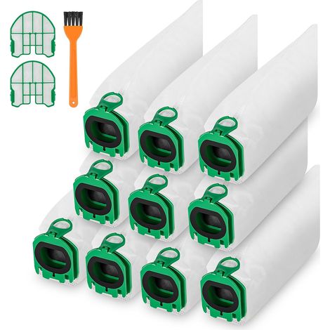 Packung mit 12 Beuteln für Vorwerk Kobold VB100 FP100 Staubsauger, inklusive 2 Motorfiltern und 1 Reinigungsbürste, Ersatzbeutel (1/5)